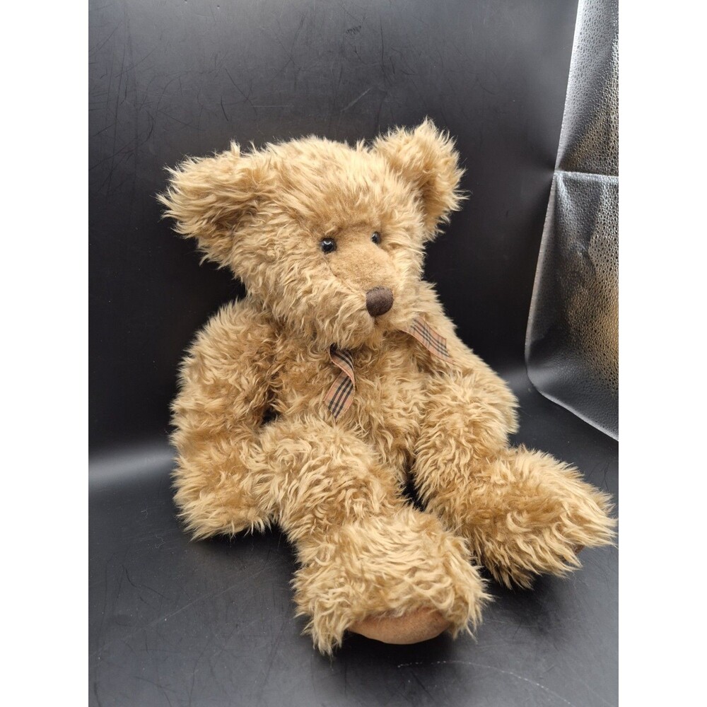 Vintage Russ Berrie 18" SPENCER #259 Plush Bear With Plaid Bow Scruffy Brown - Picture 4 of 11